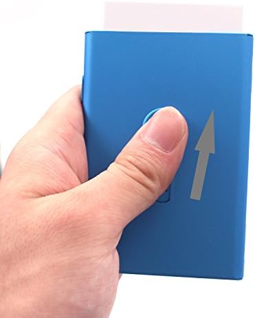 Name Card Case Thumb Slider Business Card Holder Business Card Case Holder Metal Name Card Organizer Business Card Box New Design (Blue)