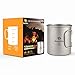 Camp Mug (450ml/ 600ml) With & Without Lid, Strong Lightweight Camping Mug/Pot with Measurement Marks, Folding Titanium Cup for Backpacking/ Hiking/ Camping in Cloth Case (Mug Without Lid, 450ml)