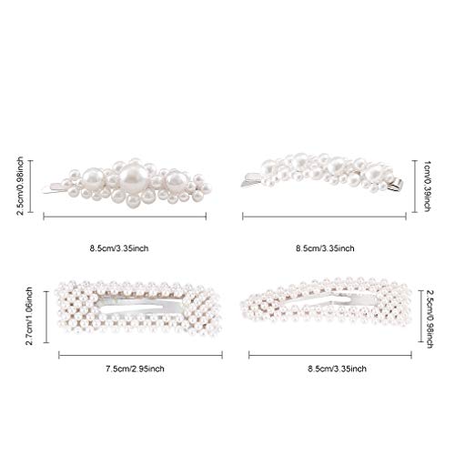 Cubaco Pearls Hair Clips for Girls Women Wedding Bridal,Hair Barrettes Hair Pins 5 Pack Silver Different Shapes Clip Hair Styling Tools Accessories for Women Gifts - Thumbnail 6