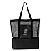 MEJOY Handheld Lunch Bag Insulated Cooler Picnic Bag Mesh Beach Tote Bag Food Drink Storage black