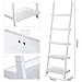 Topeakmart Living Room White Wooden 70 Inch 5 Tier Leaning Ladder Shelf Bookcase Bookshelf Stylish Display Storage Shelves Unit