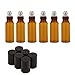 Mavogel 5ml Amber Glass Roller Bottles-Set of 6 Roll Bottle With Metal Ball for Essential Oil,Aromatherapy,Perfumes and Lip Balms