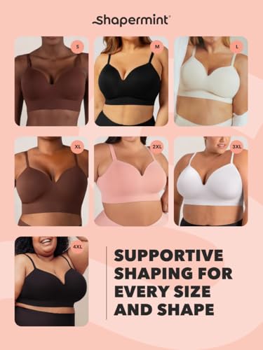SHAPERMINT Bras for Women - Full Coverage Wireless Bra, Plus Size Support Bra No Underwire, Comfortable Lift Bras