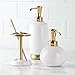 iDesign InterDesign Ceramic Dispenser Kitchen and Bathroom, White/Soft Brass York Round Pump