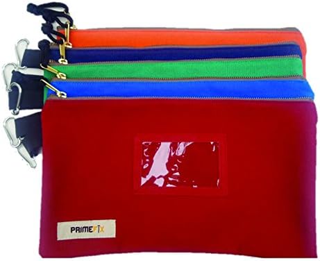 PrimeFix 5 Pack - Best In Class Heavy Duty 16 oz. Canvas Tool Bags Organizer (12.5 x 7 inch Pouch)