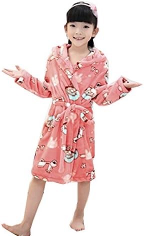 Km Kids Cute Coral Velvet Long Sleeve Coral Velvet Hooded Night-gown/bathrobe
