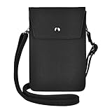MINICAT Matte Finish PU Leather Series Woman Small Crossbody Cell Phone Purse Wallet(Black)