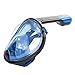 SeeWorld 180° Panoramic Full Face Snorkel Mask -Larger Viewing Area Free Breath Technology with Anti-fog and Anti-leak Snorkeling Design (Black Blue, Small/Medium)