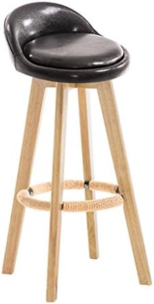 Bar chair Cqq Solid wood Retro Creative Bar Stool Rotate the high stool Simple home bar stool European style Front chair (Color : Black)