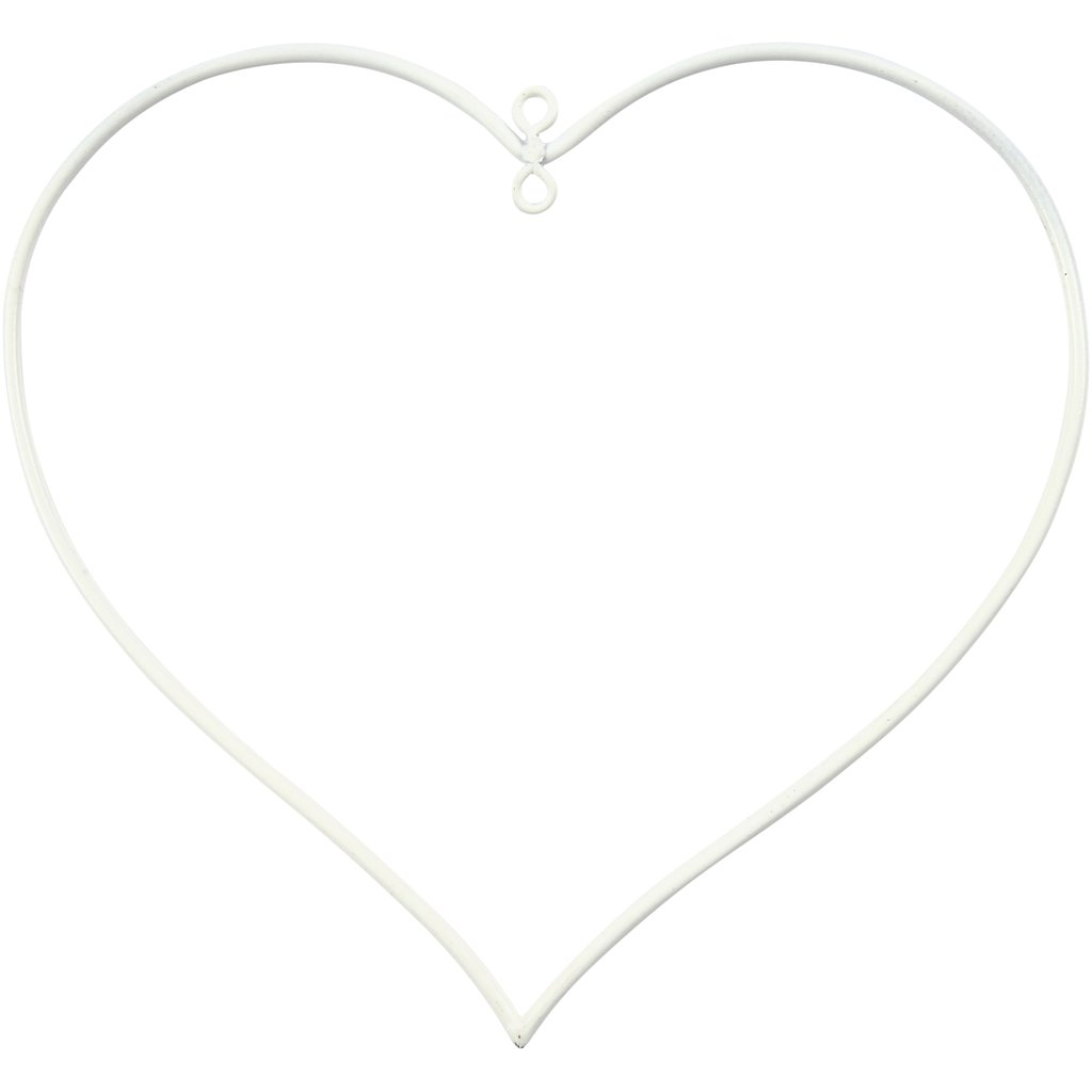 Creativ 100263 Metal Wire Ring, Size 13x13 cm, Thickness 25 cm, White, Heart, 10pcs