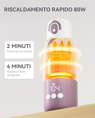 Comfyer BW01 Baby Bottle Warmer Portable 12000mAh Battery 2 Min Rapid Heating for Breast Milk and Water for Night Poppate Car and Travel Airplane On-the-Go