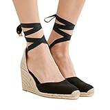 Women’s Wedge Espadrilles Ankle Wrap Buckle Open Toe Canvas Summer Dress Sandals