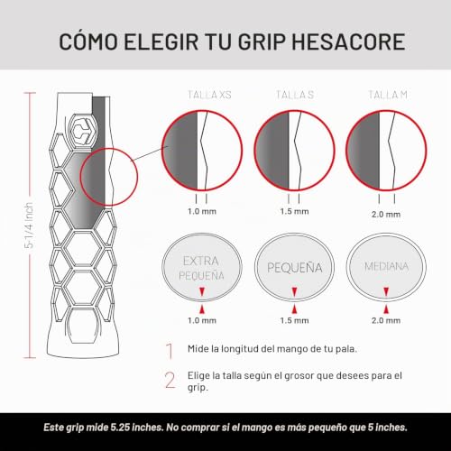 Hesacore Padel Tour Grip - Comfort Grip for Tennis Elbow, Higher Grip Strength, Less Vibrations, Finger Support, Helps Sweat Hands, Club Players, Size S