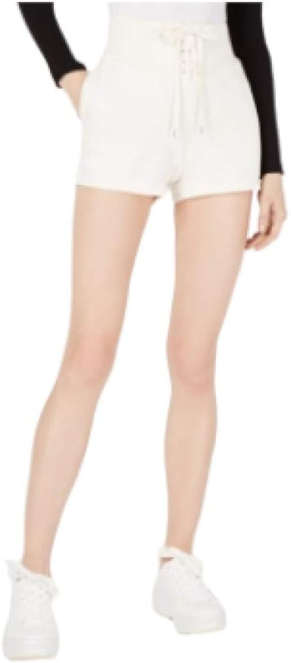 white lace up shorts