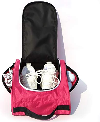 Golf Shoe Bag for Women,Zippered Golf Shoe Carrier Bag with Ventilation and 3 External Pockets for Golf Balls, Golf Glove, Tees and Other Golf Accessories(Red) Golf Shoe Bag for Women,Zippered Golf Shoe Carrier Bag with Ventilation and 3 External Pockets for Golf Balls, Golf Glove, Tees and Other Golf Accessories(Red)