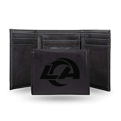 Rico Industries NFL Los Angeles Rams Laser Engraved Trifold Wallet, Black, 3.25…