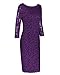 OUGES Women's Boat Neck Floral 3/4 Sleeve Knee Fitted Dress, Purple, Medium