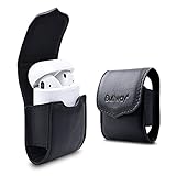 Buffway AirPods Leather Case Cover Real Leather Protective Pouch With Shock-Proof Technology Magnetic Closure Special Hole For Charger - Black