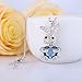 EleQueen Women's Silver-tone Bunny Heart Pendant Necklace Sapphire Color Adorned with Austrian Crystals