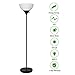 SUNLLIPE Floor Lamp 70 inches Plastic Shade Modern Sturdy Standing Lamp Light 9W Energy Saving LED Torchiere Floor Lamp for Living Room, Dorm and Bedroom (Black)