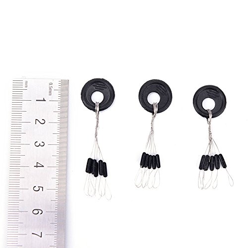 VIPMOON 100 Pcs Fishing Rubber Bobber Beads Stopper, 6 in 1 Float Sinker Stops, Black Oval, Float Stop Available, L