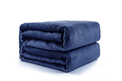 image for Love's cabin Flannel Fleece Blanket Twin Size Navy Blue Throw blanket 