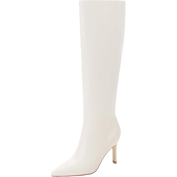 Amazon.com | Easyfox White Knee High Boots Women Pointed Toe