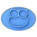 Kirecoo Baby Placemat Owl Round Silicone Suction Feeding Plate for Children, Kids, Toddlers,Kitchen Dining Table,Restaurant with Built in Plates and Bowl (Blue)