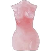 Apengshi Natural Rose Quartz Goddess Image Hand-Carved Female Model Collect Sculpture Crafts Healing Crystal Meditation Yoga Balancing Chakras Reiki Statue Pocket-Sized Home Ornaments Spiritual Gifts