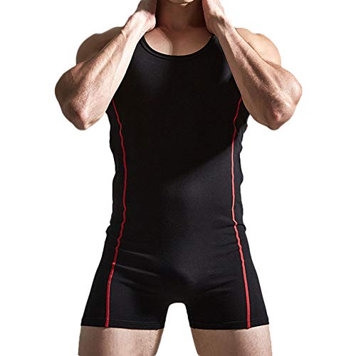 Alalaso Men Sleeveless One-Piece Bodysuit Jumpsuit Boxers Leotard Sports Singlet Lounging Underwear