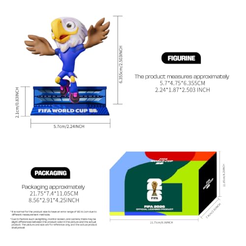 Sanyetral FIFA 2026 Copa Mundial Oficial Licenciada Conjunto de Figurinas de Mascotas de 3 con Caja de Exhibición (Maple, Clutch y Zayu), Figura de Modelo de Mercancía Oficial para Coleccionistas
