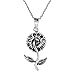 AeraVida Charming Spring Sunflower .925 Sterling Silver Pendant Necklace