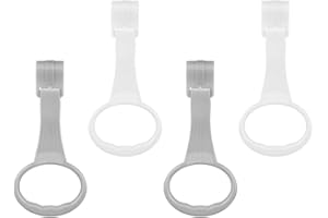 ​UPKOCH 4pcs Baby Pull Up Rings - Smooth Edge Walking Assistant for Playpen & Crib, Portable Toddler Exercise Rings with Safety Lock (Grey/White)​​