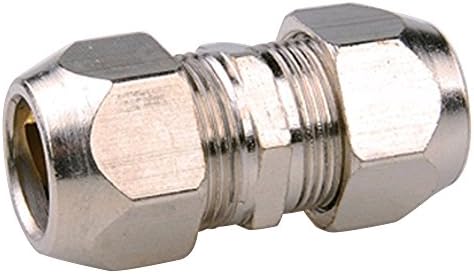Legines Nickel Plated Brass Compression Tube Fitting, Reducing Union, Double Sleeve Straight Connector, Tube OD to Tube OD, Pack of 2 (12mm to 6mm)