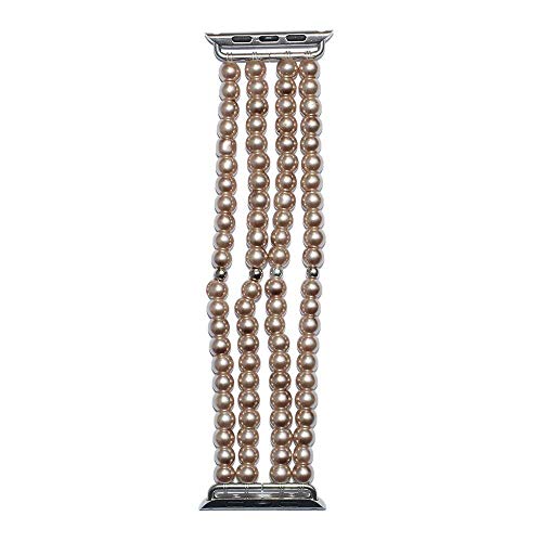 Watch Band for Apple Watch, Glass Pearl Watch Accessories Work with Apple Watch, 38mm 40mm 42mm 44mm Watch Strap for Apple Watch, Lugs Adapter, Watch Band Women for iWatch, No-clasp, Stretch Fit