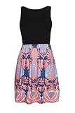 Bdcoco Women's Summer Sleeveless Print Beach Party Loose Casual Mini Dress Orange Medium