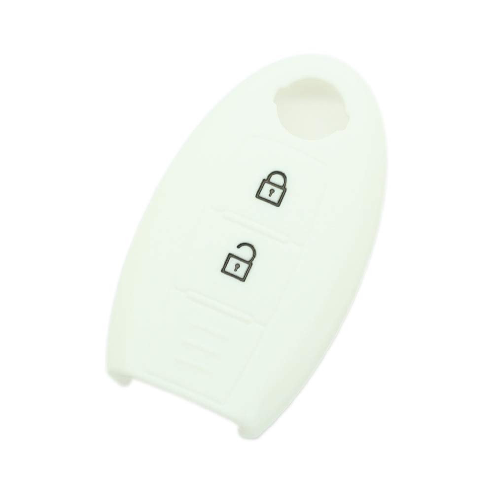 BROVACS Silicone Cover Protector Case Holder Skin Jacket Compatible with NISSAN 2 Button Smart Remote Key Fob CV9506 White