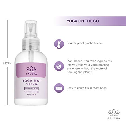 Saucha Natural Yoga Mat Cleaner Spray 4oz with Free Microfiber Cleaning Cloth Eco Friendly