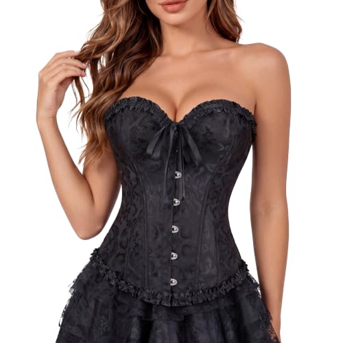 Women's Black Victorian Overbust Corset Top