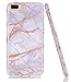 BAISRKE Shiny Rose Gold Gray Marble Design Bumper Matte TPU Soft Rubber Silicone Cover Phone Case Compatible with iPhone 7 Plus/iPhone 8 Plus [5.5 inch]