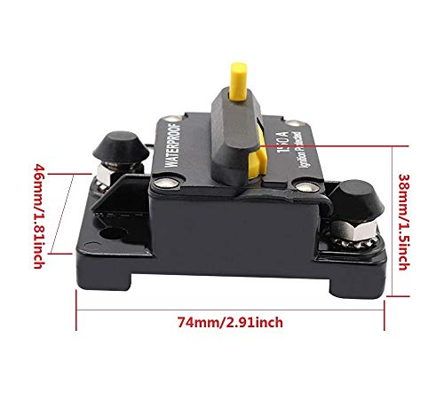 ANJOSHI 150Amp Circuit Breaker 50A-300A with Manual Reset Waterproof Inline Fuse Holders Inverter for Trolling Motor Auto Car Marine Boat Bike Stereo Audio System Protection 12V-36VDC - Thumbnail 2