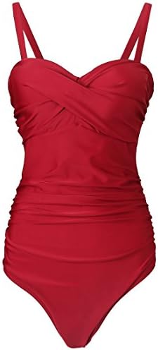 MIEDEON Vintage 50s Pin Up Halter Monokinis One Piece Swimsuit for Women