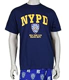 NYPD Short Sleeve Front Yellow Print T-Shirt Navy