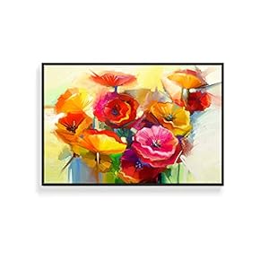 Framed Canvas Wall Art for Living Room, Bedroom Colorful Flower Canvas Prints for Home Decoration Ready to Hang - 16x24 inches