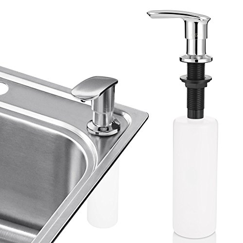 Sink Soap Dispenser, Cozzine Stainless Steel Kitchen Soap Dispenser, Large Capacity 17 OZ Bottle, 3.15 Inch Threaded Tube for Thick Deck Installation, Zinc Alloy Nozzle, Chrome Finish