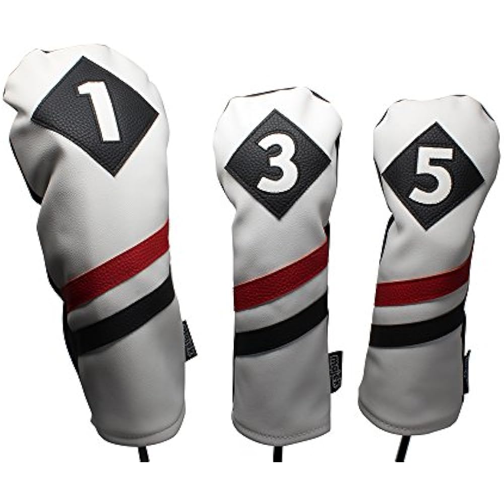 Retro Golf Headcovers White Red Black Vintage Leather 1 3 5 Driver