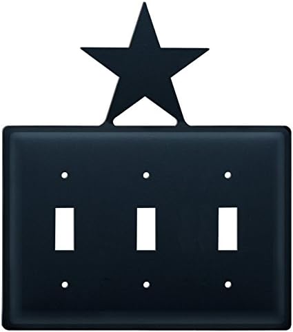 Iron Star Triple Switch Cover - Black Metal