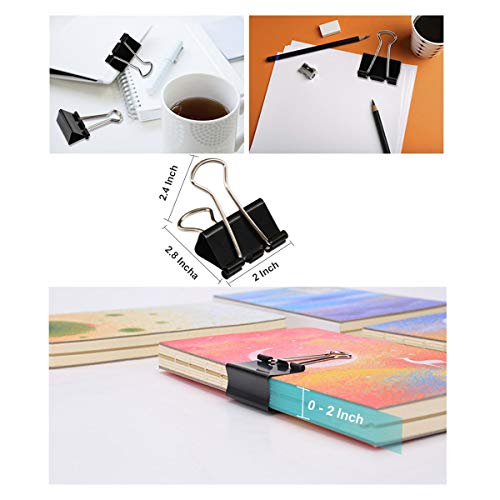Binder Clips 2-Inch Extra Large Paper Clamps, 24 Pack (2“- Black)