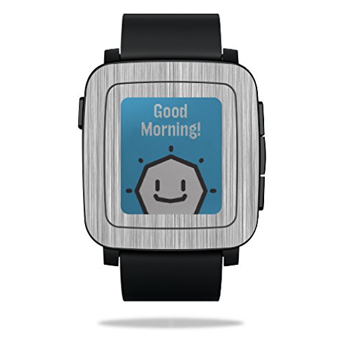 MightySkins Protective Vinyl Skin Decal for Pebble Time Smart Watch cover wrap sticker skins Steel - Thumbnail 3