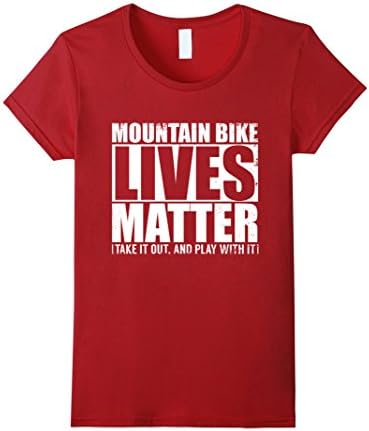 Womens Mountain Bike Enduro MTB Lives Matter T Shirt Riding Cycling Small Cranberry
